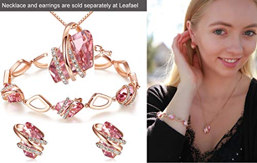 Leafael Wish Stone Link Charm Bracelet With Vintage Pink Birthstone Crystal For October, Rose Gold Plated, 7"+2" #TOP5