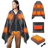 電気毛布 電気ひざ掛け Intime 電気ブランケット 大判サイズ 160*80cm 9箇所発熱エリア 速暖 3段階温度調節 着る電気毛布 フランネル素材 ファスナー式 肩掛け毛布 電気敷き毛布 USB給電式 軽量 省エネ 洗濯機丸洗い USB電気ブランケット 暖房器具 防寒対策 掛け敷き兼用 自宅 オフィス用 ふわふわ プレゼント 男女兼用 (グレー)