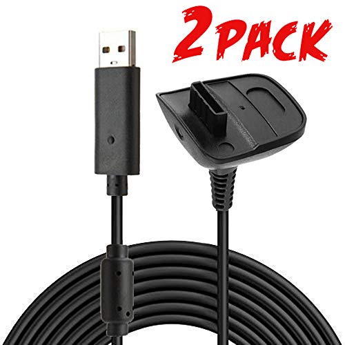 Reiso 2 Pack USB Charging Cable Wireless Charger for Xbox 360 Wireless Controller