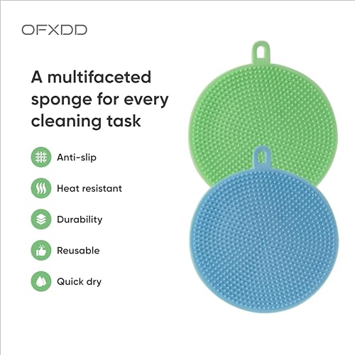 Image of Silicone Sponge 12 Pcs - Heat Resistant Silicone Scrubber - Washing Silicone Dish Scrubber - Double Sided Food Grade Silicone Sponge for Cleaning