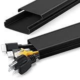 ZhiYo TV Cord Hider for Wall Mounted TV 34in(2X L17in), Large Cord Cover Wall, PVC Cable Management Raceway Kit, Wire Hider for Wall, Black Wire Concealer, W2in x H0.7in