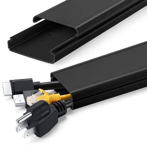 ZhiYo TV Cord Hider for Wall Mounted TV 34in(2X L17in), Large Cord Cover Wall, PVC Cable Management Raceway Kit, Wire Hider for Wall, Black Wire Concealer, W2in x H0.7in