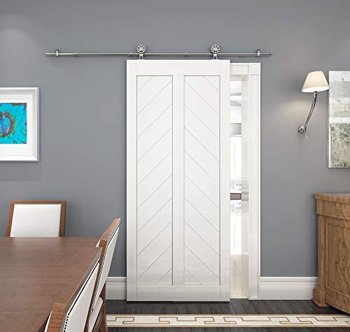 Diyhd 36X84" White Barn Door Slab And 6Ft Top Mount Sliding Door Hardware #TOP19
