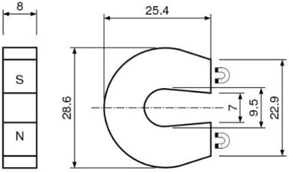 AlNiCo 5 Horseshoe Magnet red coated 28,6 mm x 25,4 mm x 8 mm - holds 2,6 kg - Power AlNiCo Magnets for Industry, Experiments, Science & Education