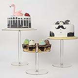 Set of 3 Acrylic Cake Stand Set for Dessert Table, Clear Round Cake Stands, Dessert Cupcake Pastry...