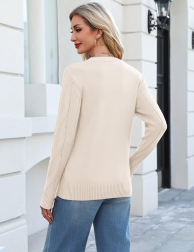 Zeagoo Womens Sweaters Long Sleeve Crewneck Cable Knit Pullover Fall Tops — view 5