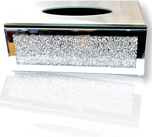 ProTech Silver Crushed Diamond Crystal Tissue & Napkins Box Holder, Featured with Tissue Holder Decorate home with beautiful Designed Box, Elegant Look, Eye Catching Home Décor