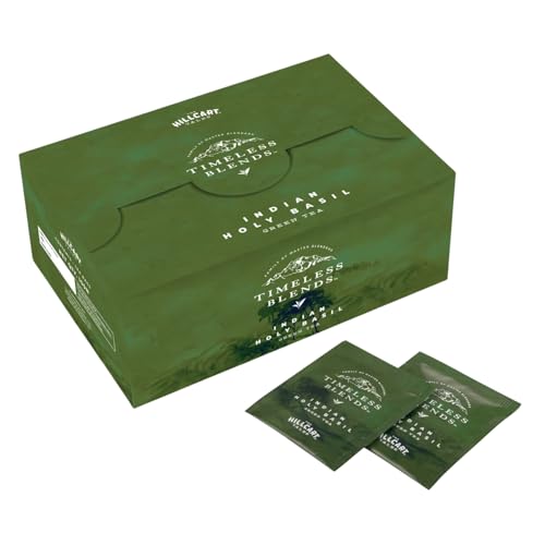 Image of Timeless Blends by The Hillcart Tales Indian Holy Basil Green Tea Bags 100 Pieces, Premium Tulsi Green Tea Leaves With Organic Detox Hint of Vegetal Notes, Stimulating & Calming Ingredients, 200 gms