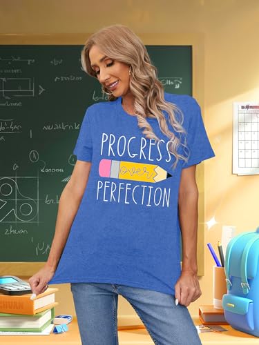 Teacher Shirt for Women Teach Teaching Tshirt Progress Over Perfection Teacher Tee Top3
