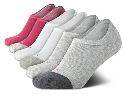 Image of Calvin Klein Womens No Show Socks - 6 Pack Lightweight Cotton Blend Invisible No Slip Sneaker Liners Athletic Socks for Women