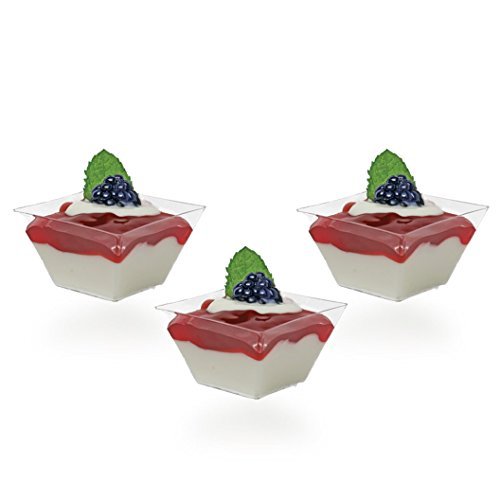 Posh Setting Mini Collection Mini-Schüssel, abgewinkelt, quadratisch, schwerer, transparenter Kunststoff, elegante Einweg-Schüssel, 42,5 ml, quadratisch, 24 Stück Cover