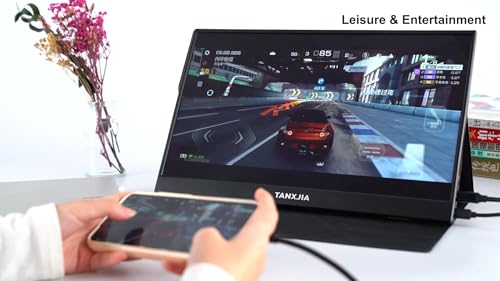 Image of 15.6'' Portable Touchscreen Monitor with Smart Cover Stand, 1080P FHD IPS Plug & Play Small External Display, Travel Mini Second Screen for Laptop /PC /Phone /Mac /PS3 /4 /5 /Xbox, USB-C & HDMI