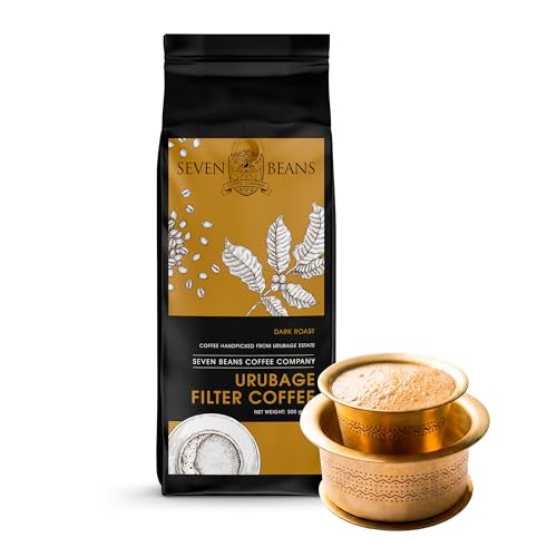 Image of Seven Beans Urubage | Dark Roast | South Indian Filter Coffee Powder - 80:20 Coffee Chicory Blend - Traditional Filter Kaapi - 500g (Pack of 1)