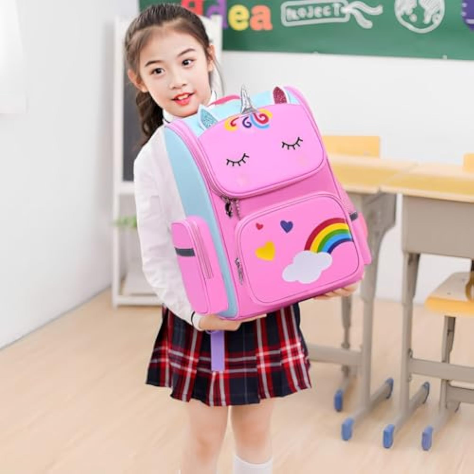 Kids' Cute Unicorn Design Lightweight Waterproof School Backpack