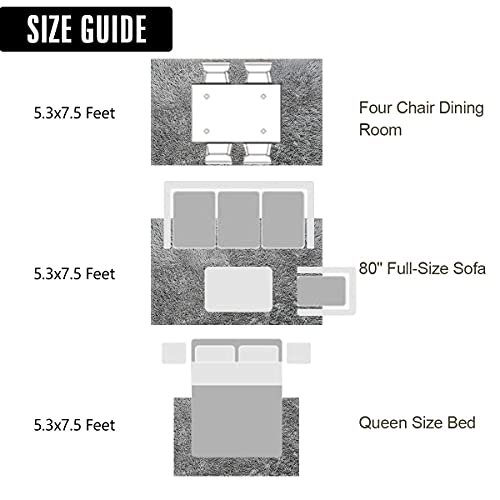 Lochas Ultra Soft Indoor Modern Area Rugs Fluffy Living Room Carpets For Children Bedroom Home Decor Nursery Rug 5.3X7.5 Feet, Gray #TOP6