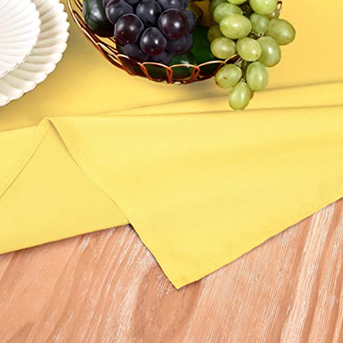 Meanmoy Yellow 210 Gsm Water & Stain Resistant Square Tablecloth - Solid 54 X 54 Inch Rectangle Table Cloth Cover In Wrinkle Free Washable Wipe Clean Polyester Fabric For Wedding, Party, Banquet #TOP4