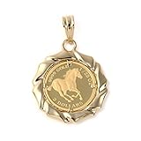 [ハッピーグッツショップ] 純金 K24 ホース 馬 1/25oz ペンダントトップ コイン デザイン枠 ゴールド