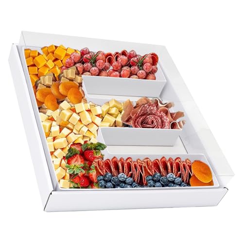 12.5inch Fillable Paper Mache Number Letter Cardboard Cutouts Charcuterie Board Food Sweet Cupcake Tray Party Decorative Box (Letter E White)