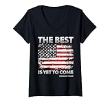 Womens Pro Trump 2024 The Best is Yet to Come American Flag V-Neck T-Shirt