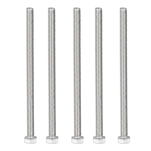 Image of MroMax 5Pcs M8-1.25 Hex Bolts, M8 x 130mm Hex Head Screws Bolts | 304 Stainless Steel 18-8, Fully Threaded, External Hex Drive, for Mounting Chair, Rail, Wheels, Boat and Plastic Bumpers