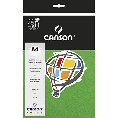 Papel Colorido A4 120g/m², Canson, 66661230, Verde Claro, 15 Folhas
