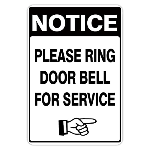 Notice Please Ring Door Bell for Service ���^�� �u���L�Ŕ� 8x12�C���` �r�W�l�X �Z�L�����e�B �T�C�� �z�[�� �� ���� �A�[�g �T�C�� �|�X�^�[