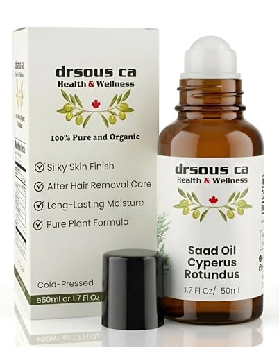 Drsous Cyperus Rotundus Oil 50ml| Saad Oil for Body Hair Removal | Hair Growth Inhibitor| 100% Natural Organic Cyprus for Smooth Skin Moisturizing & Soothing | Roll on Glass Bottle | Made in Palestine