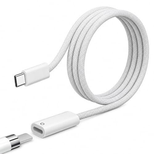 Image of Verilux C Type Charger Cable for Apple Pencil 1st Generation 1M, USB C to Pencil Adapter Compatible with iPad 10th Gen 2022 11th Gen 2025, Bluetooth Pairing Connector for Fast Charging Easy Pairing