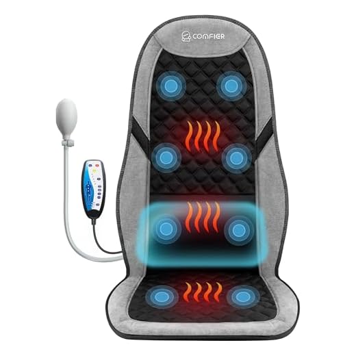 COMFIER Masajeador Cervical y Espalda con Calor, Funda de Asiento de Masaje con 5 Modos de Vibración, 3 Intensidades, 3 Temporizadores para Aliviar el Dolor de Espalda, Regalos para Mujeres