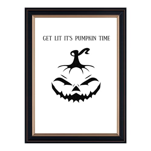 Framed Spooky Pumpkin Face Poster Canvas Print Art for Halloween