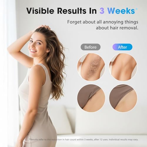 Image of IPL Laser Hair Removal Device for Women & Men - Home 45F Ice-Cooling Contact for Painless & Long-Lasting Results, 86% Hair Reduction in 3 Weeks for Full Body & Bikini Line, Yellow