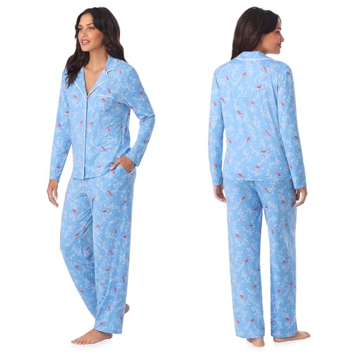 Image of Cuddl Duds Long Sleeve Button Up Matching Pajamas 2 Piece PJs Set for Women