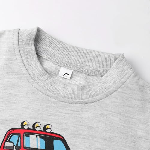 Image of Popshion Toddler Boys Sweatshirts Dinosaur Long Sleeve Pullover Crewneck Shirts Cartoon Tee Sport Tops for Kids 1-8T
