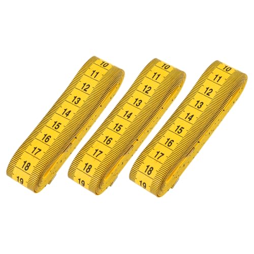 Baluue 3個 両面柔軟メジャーテープ 軽量ポータブル巻尺 裁縫用ウエスト ヒップライン対応伸縮性耐久テープ