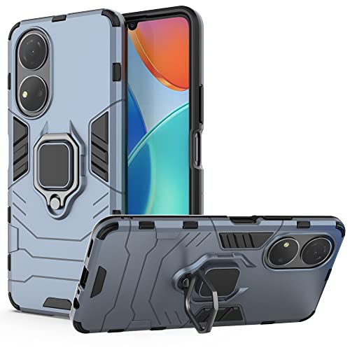 ESTH® Coque pour Honor X7, [360° Support Rotatif] [5 Fois Qualité Militaire Anti-Chute Protection] Étui Housse PC et TPU, Bleu Cover