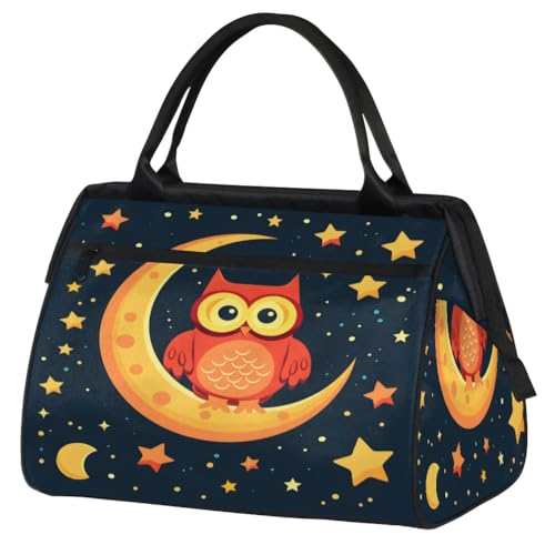 Travel Duffel Bag for Women, Owl Moon Star Weekender Overnight Bag Carry on Beach Swim Bags Dance Bag Airlines Approved Personal Item Travel Bag for Yoga, Sports, Hospital