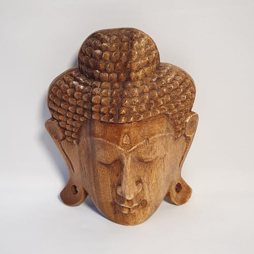 Máscara de Buda de madera de 21 cm como regalo original de meditación 3