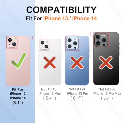 Image of HOOMIL Case for iPhone 13 6.1-Inch, Non-Yellowing, Drop Protection, Anti-Scratch Transparent Hard Back Phone Cover - Black