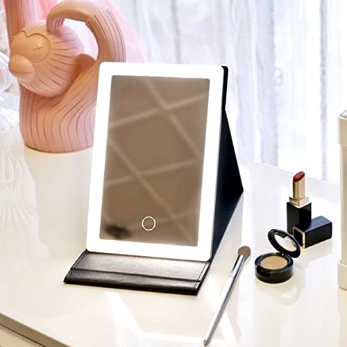 Momoko -Makeup Mirror, Rechargeable Travel Vanity Mirror With 3 Color Led Lights, Tabletop Portable Mirror For Beauty And Sensor Touch Dimmable Compact Cosmetic Mirror (Black) #TOP3