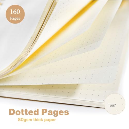 JSQJ Notizbuch A5 Dotted, 4er-Pack Notizheft, 160 Seiten Spiral Notizblock für Schule, Uni, Büro