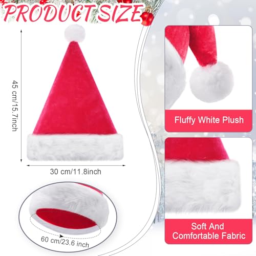 Image of Vicenpal 20 Pcs Santa Hats Bulk Plush Christmas Hats for Adults Women Men Holiday Party Costume(Hot Pink)