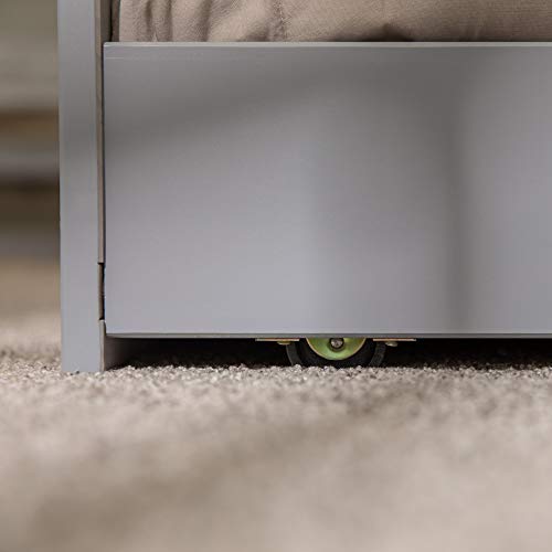 Walker Edison Solid Wood Twin Trundle Kids Bed Frame With Wheels Bunk Bed Kids Bed Bedroom Storage Guard Rail Ladder, Twin, Grey #TOP5