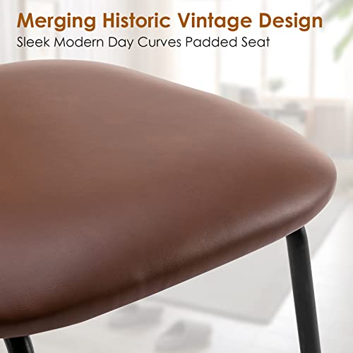 Jaxsen Faux Leather Indoor Kitchen Dining Chairs Set Of 4 With Rattan Backrest,Modern Industrial Upholstered Chairs Mid Century Metal Dining Chair Suitable For Dining Room Wine Coffee Bar Brown,18" #TOP6