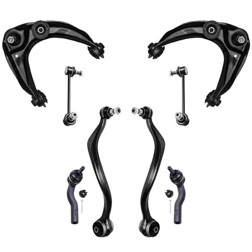 Image of Detroit Axle - 10pc Front End Control Arms Kit for 2003-2008 Mazda 6, 4 Upper Lower Control Arms w /Ball Joints 2 Coil Spring Struts 2 Sway Bars 2 Outer Tie Rod Ends 2004 2005 2006 2007 Replacement