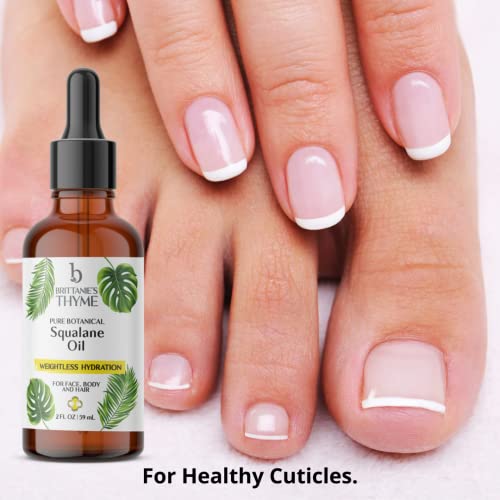 Brittanie's Thyme Squalane Skin Moisturizing Oil 2Oz | 100% Plant Derived Squalane For Face, Skin & Hair | Luxurious Formula, Lightweight Formula For Hydration #TOP5