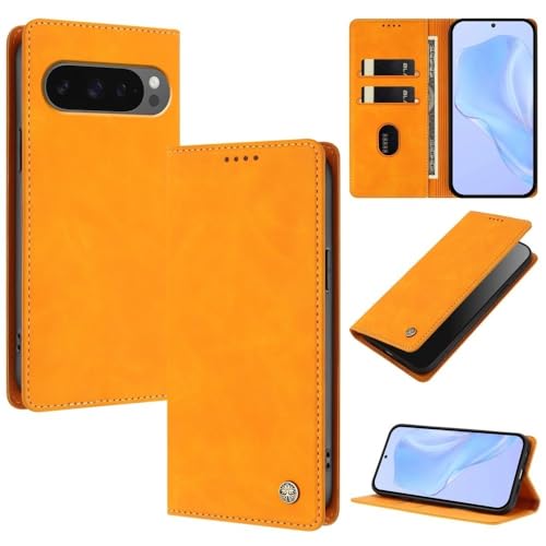 Étui jaune Google Pixel 10 Pro XL anti-rayure avec clapet magnétique robuste