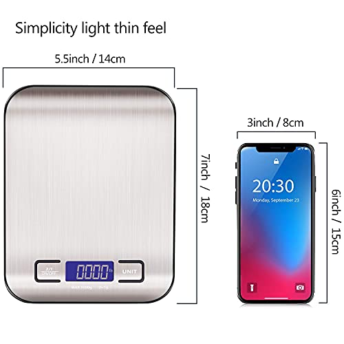 Musment Digital Food Kitchen Scale Weight Grams And Oz, Led Backlit Display (Aaa Battery), Stainless Steel, 5Kg, Black #TOP2