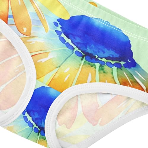 Cotton Girls Underwear Toddler Watercolor Daisies Blue Yellow Girl Panties Cute Personalized Kids Undies Briefs 2t4