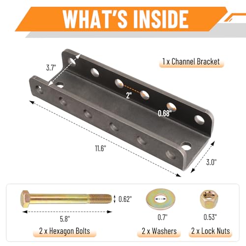 Racewill Trailer Hitch Coupler Channel, Adjusatble Pintle Hitch Lunette Ring Channel Bracket, 3 inch I.D. x 11-2/3 inch Length, 5-Position Adjustment by Racewill - Image 6