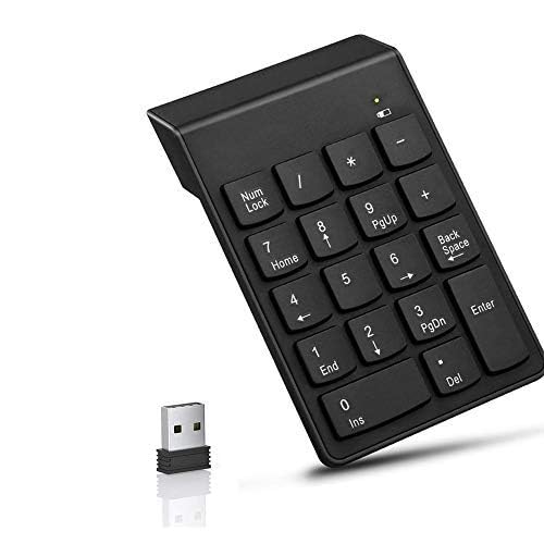 RyzCare Number Pad Wireless 18 Key Numeric Keypads Numpad 2.4GHz Mini USB Receiver Portable Silent Financial Accounting Wireless Numeric Keyboard Extensions for Laptop, Desktop, Surface pro, Notebook-image-20